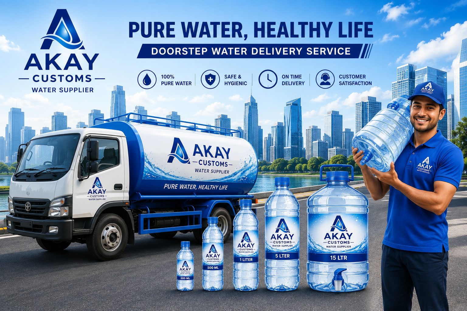Aqua Fresh Delivery Truck and Water Jars